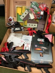 Lazer tag game kit and vintage European farm set