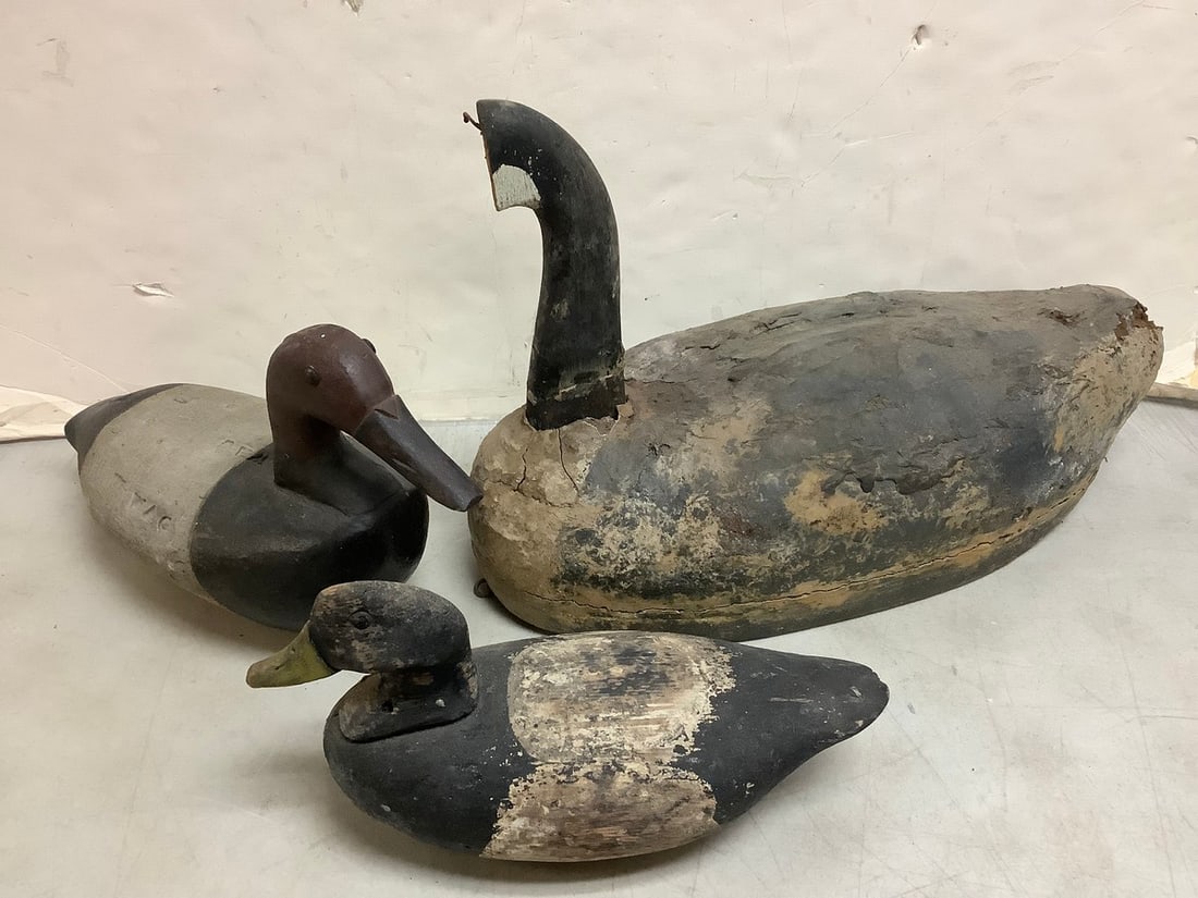 Wooden early decoys(tallest 13.5in.-missing head) (1 of 1)