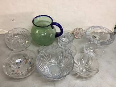 Crystal Glass Bowls and Pitcher (Tallest - 9in)