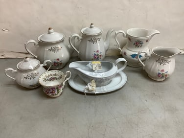 Various Ceramic Pitchers, Teapots, and more (Lord Nelson, Sanjonia, Royal Albert, etc) Tallest -