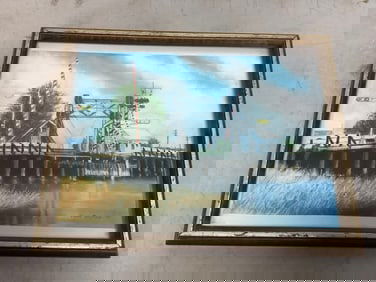 Framed artwork signed John Burke '91(9.5in.x12in.)