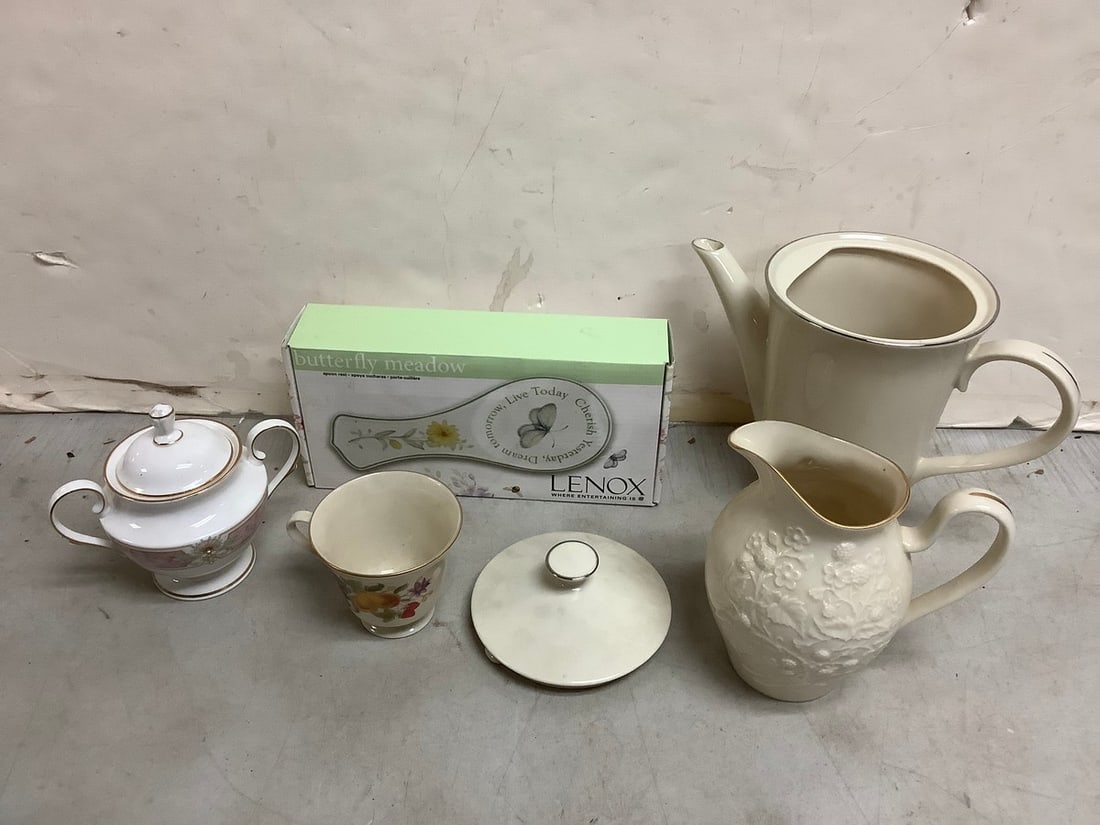 Lenox pitcher, Lenox Butterfly Meadown spoon rest, and more(7.25in.tallest) (1 of 1)