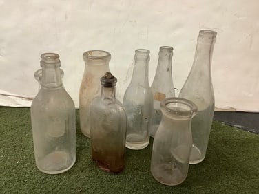 Vintage glass bottles(9in.tallest)