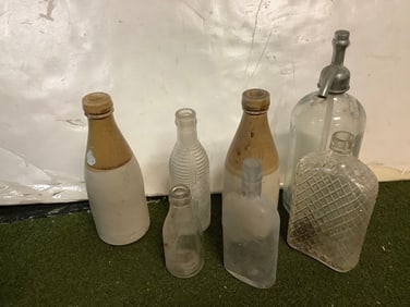 Vintage glass bottles(11.25in.tallest)