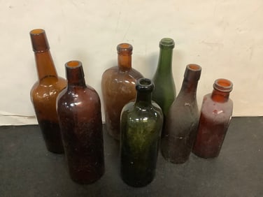 Vintage glass bottles(11.25in.tallest)