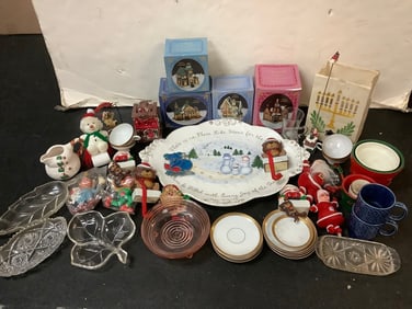 Ceramic votive candleholders, Treasure Chest plates, Christmas ornaments, and more(tallest 11in.)