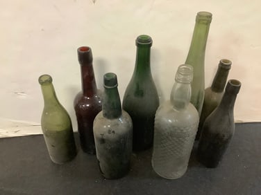 Vintage glass bottles(14in.tallest)