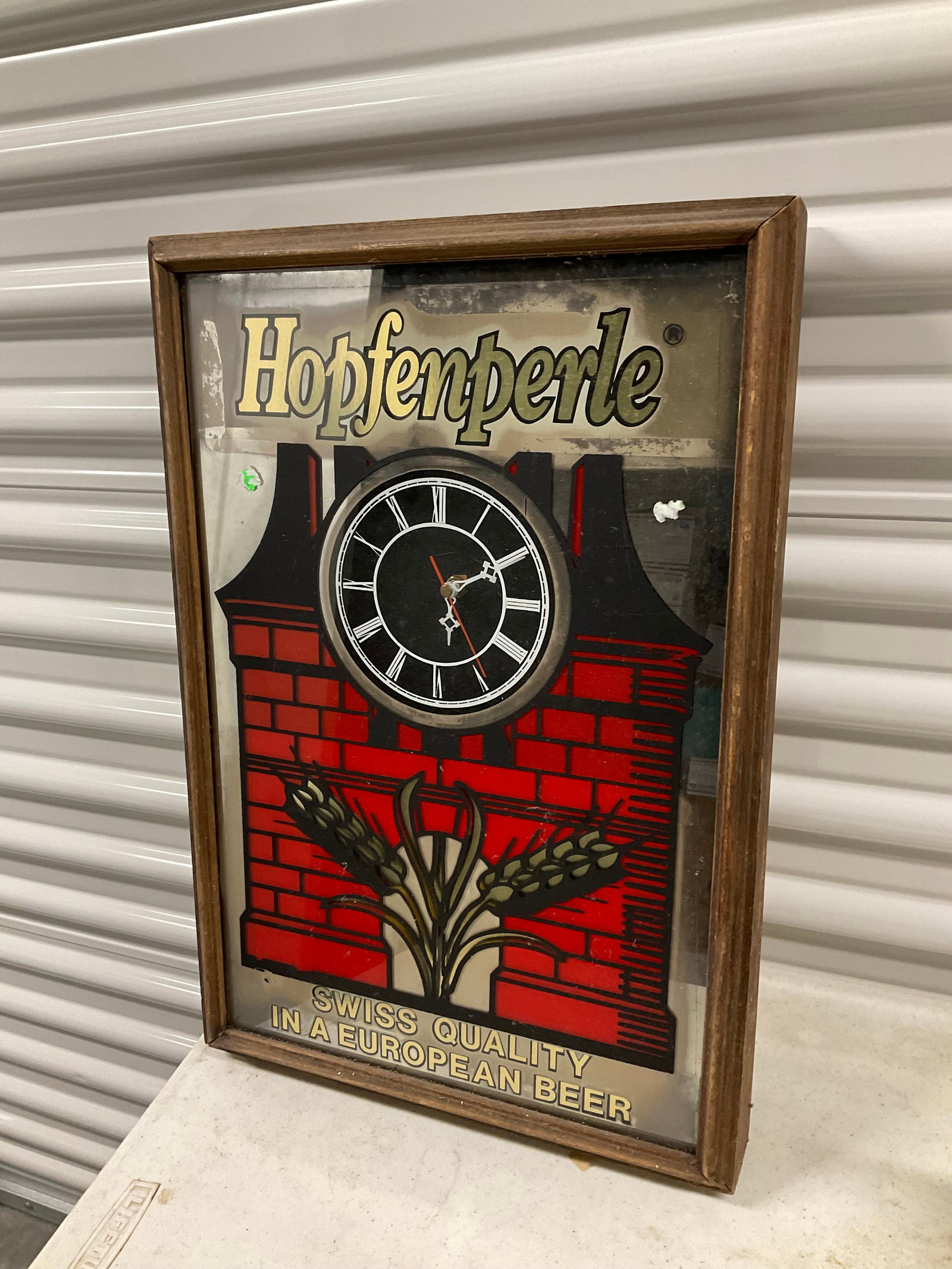 hopfenperle mirrored adverseting clock artwork 19x13: hopfenperle mirrored adverseting clock artwork 19x13