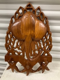 stingray carved wooden wall hanging 18x12