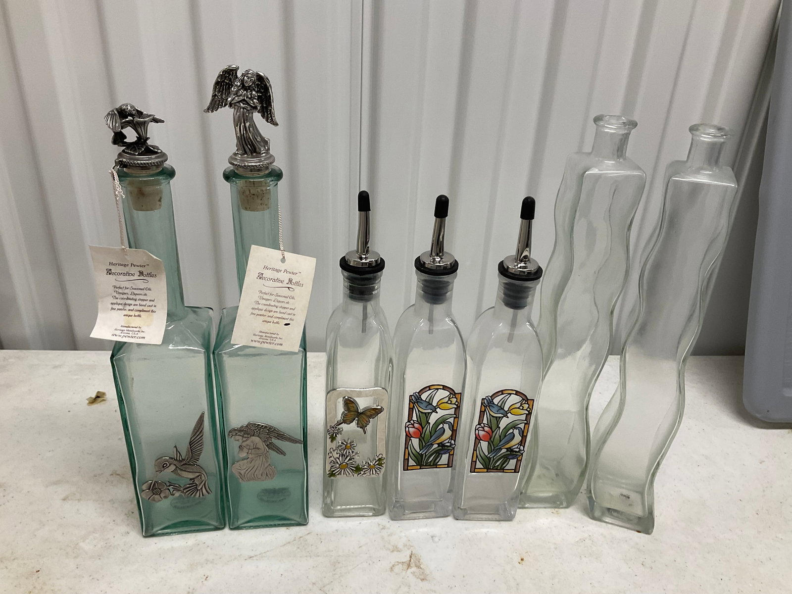 Heritage Pewter Decorative bottles tallest 12 inches: Heritage Pewter Decorative bottles tallest 12 inches