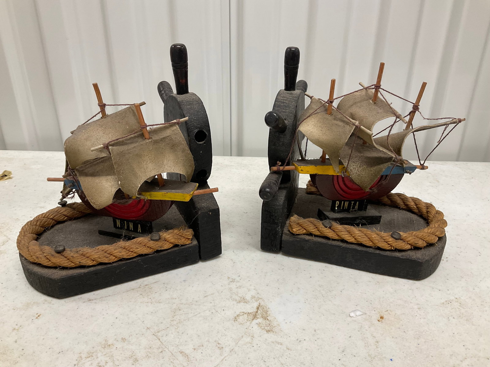 set of nina and pinta vintage book ends 6" long (1 of 1)