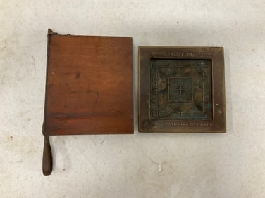 korean bank brass tray and no. 1 kodak trimming board