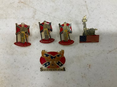 Lot of 5 Confederate pins