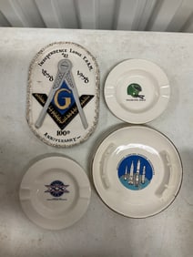 Lot of ash trays and Hand Painted Ceracuic plaque
