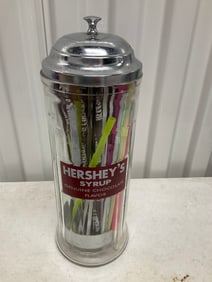 Hersheys syrup glass straw holder