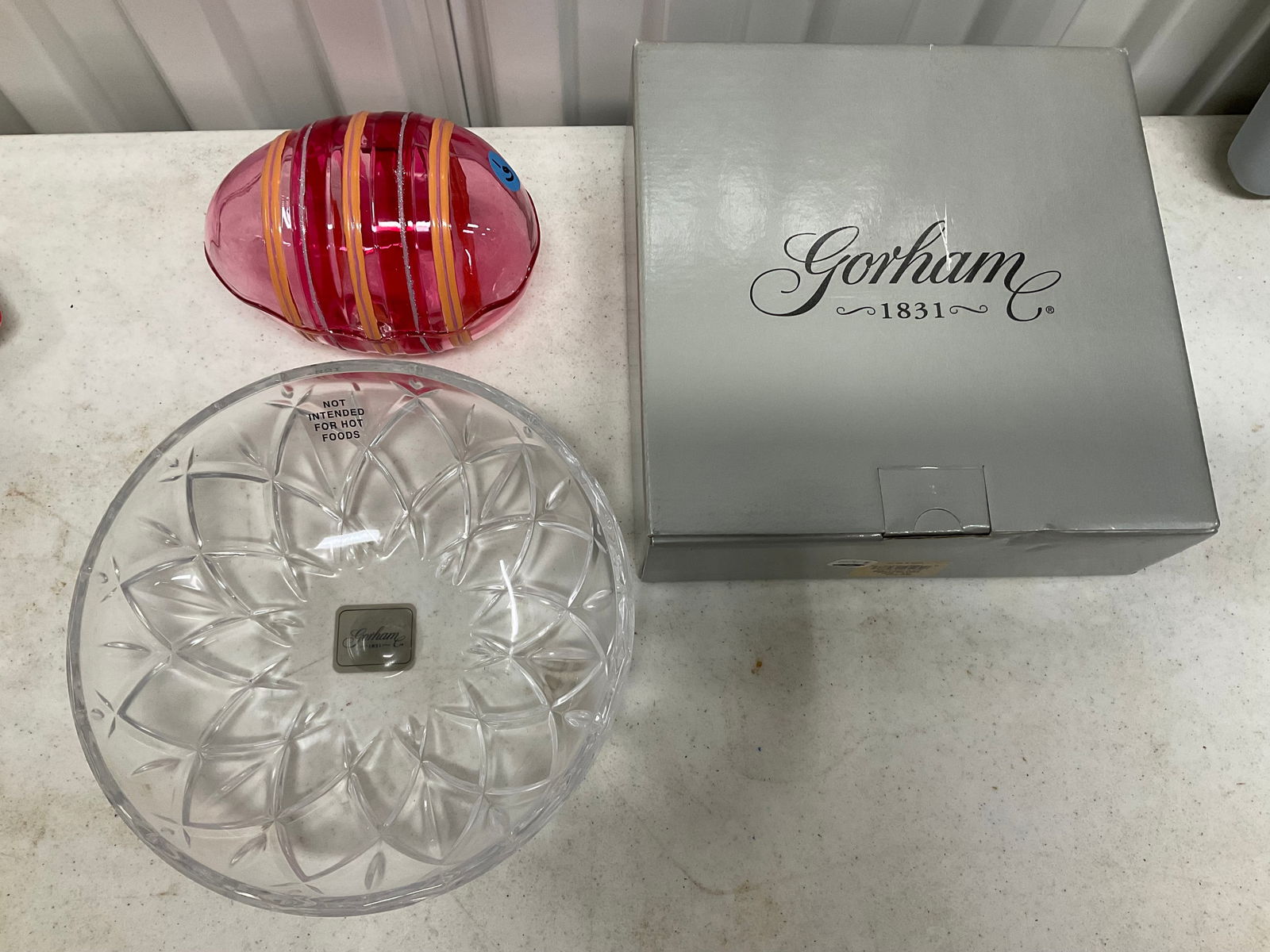 Gorham 8 inch full lead crystal bowl with egg dish (1 of 1)