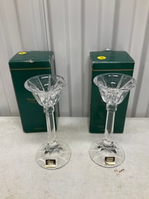 Lot of 2 Noritake crystal candle stick holderds 7.5 inches