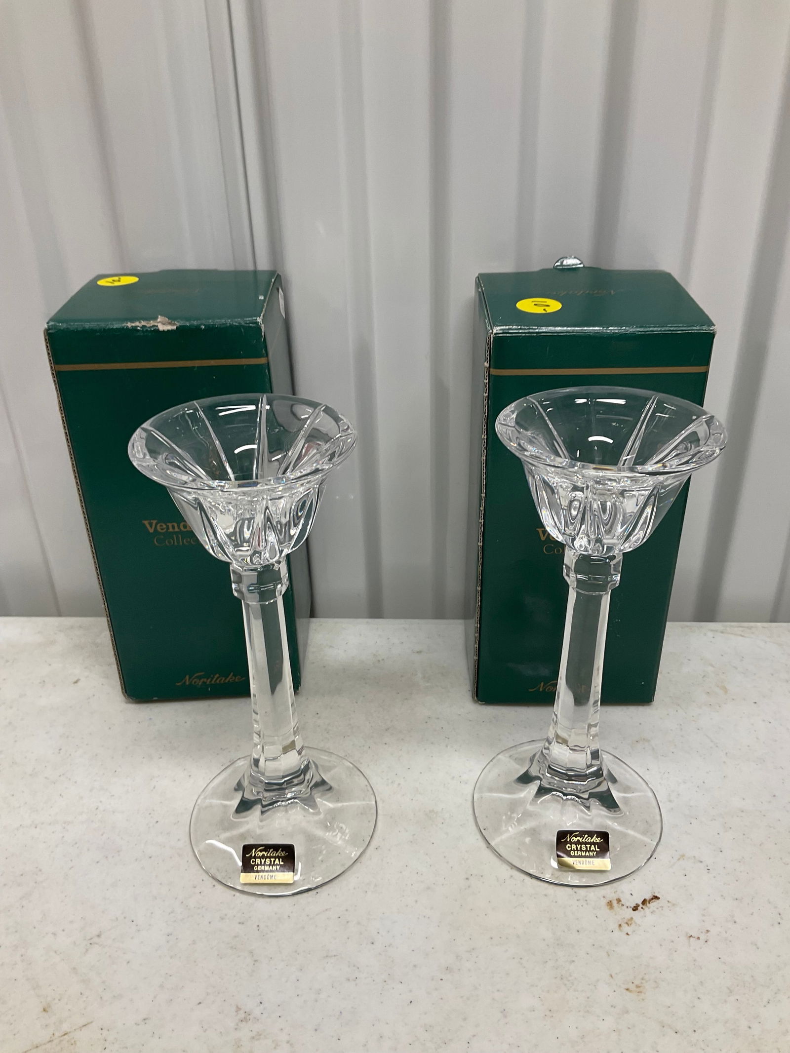Lot of 2 Noritake crystal candle stick holderds 7.5 inches: Lot of 2 Noritake crystal candle stick holderds 7.5 inches