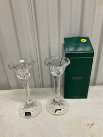 Lot of 2 Noritake crystal candle stick holderds 7.5 inches one box