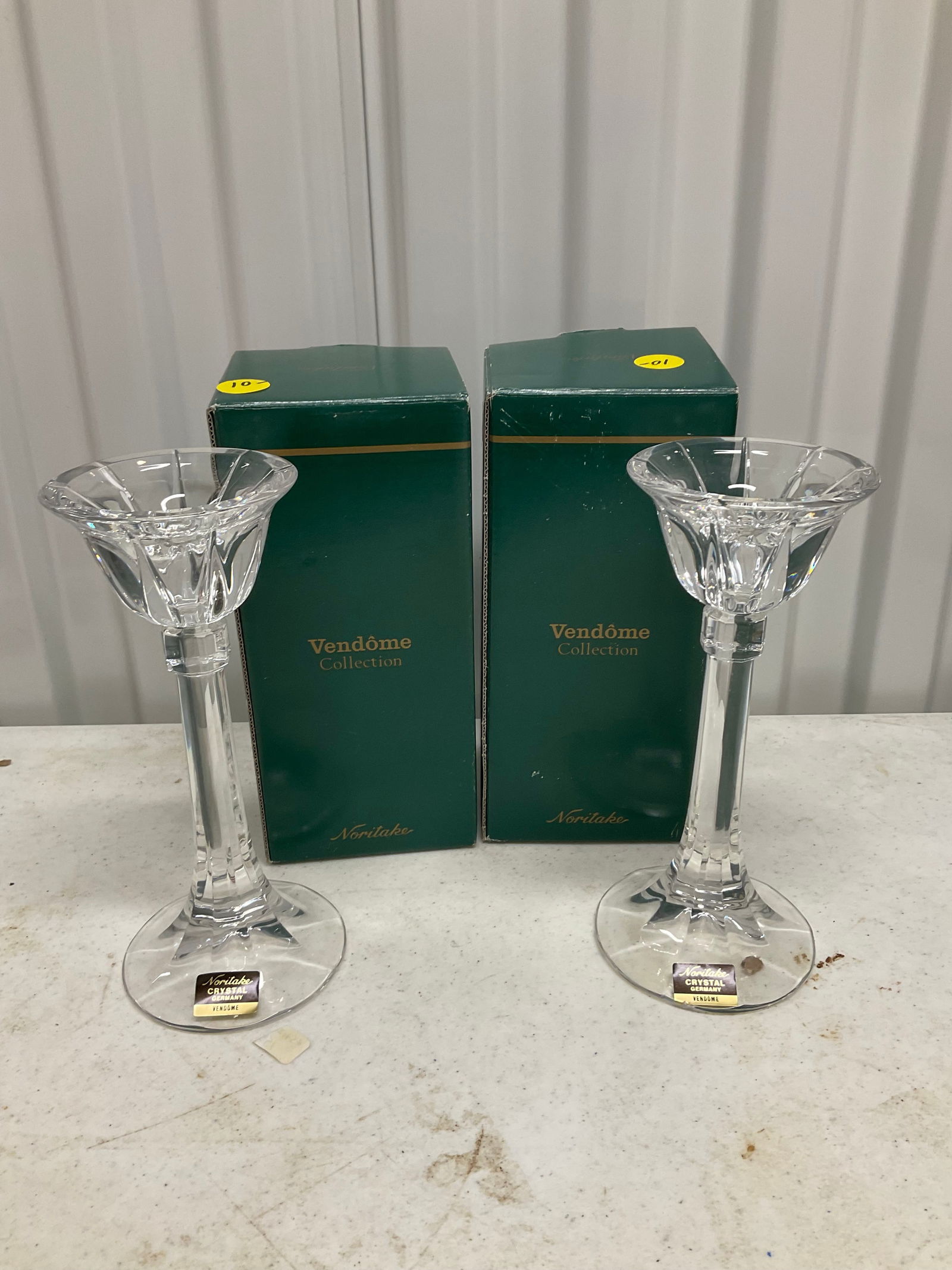 Lot of 2 Noritake crystal candle stick holderds 7.5 inches: Lot of 2 Noritake crystal candle stick holderds 7.5 inches