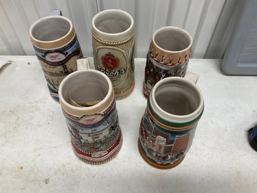 Lot of 5 beer steins 7 inches tall