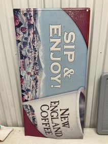 New England Coffee advertising sign