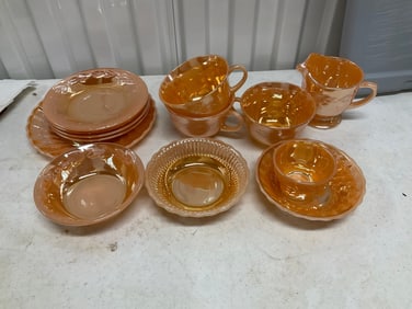 Amber dpression glass set