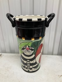 Signed cat vase 12 inches tall