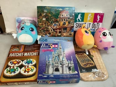 Board Games, Puzzles, Squeezamal Dolls