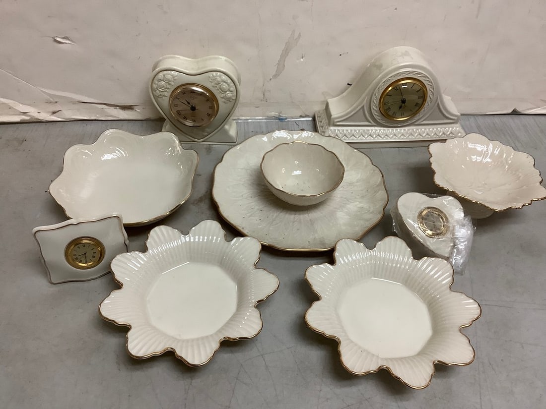 Various Lenox Bowls, Clocks and more (Tallest - 6in): Various Lenox Bowls, Clocks and more (Tallest - 6in)