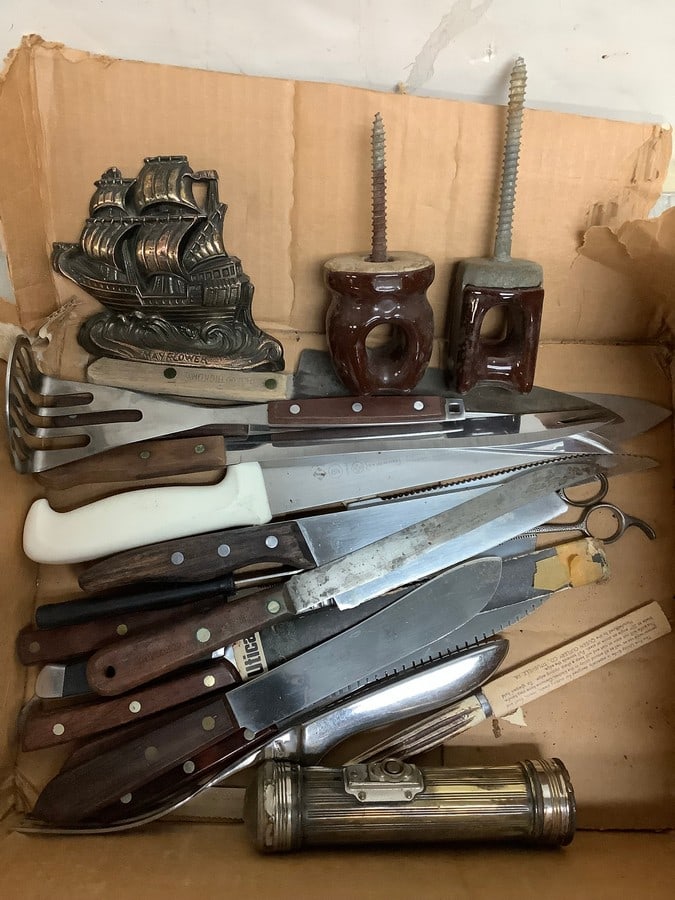 Brass Mayflower Boat (5in Tall) and Various Kitchen Utencils: Brass Mayflower Boat (5in Tall) and Various Kitchen Utencils