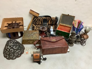Vintage Poker Set, Pencil Sharpener, Metal Containers, Handbags, and more