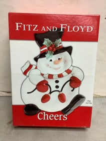 Fitz and Floyd Cheers Chip and Dip Snowman Dish