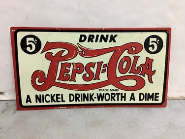 Vintage Pepsi-Cola Drink Sign (8.5inx16in)