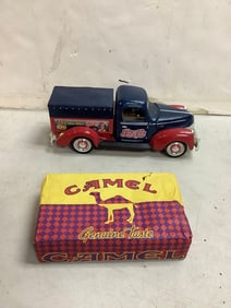 Vintage Pepsi- Cola truck model(9.5in.long) and Camel matches