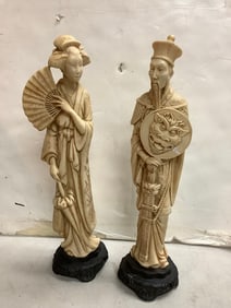 Carved bone statues(tallest 14.5in.)