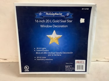 16 in. 20 L Gold Star Window Decoration(new in box)