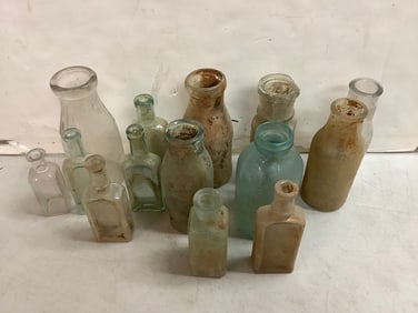 Vintage glass bottles(7in.tallest)