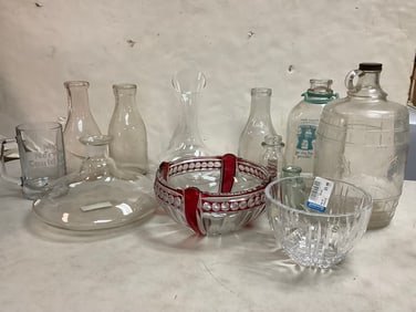 Various Glass Bottles, Bowls, Cup and more(Tallest - 12in)