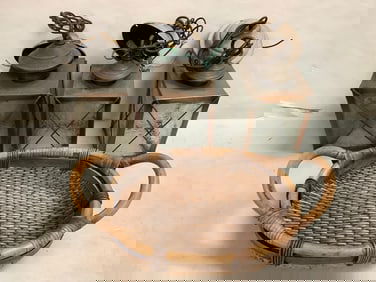 Vintage Lanterns (11in) and Wicker Basket