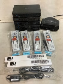 DirecTV receivers(model:H25-100), Sony dream machine alarm clock radio, DirecTV remotes, and more