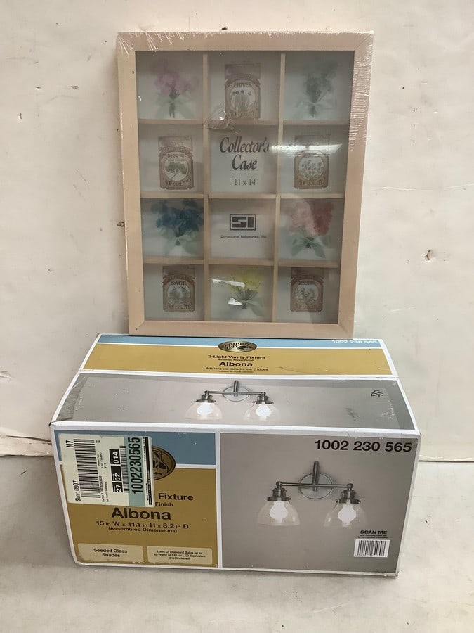 Albona light fixture(15in.x11.1in.x8.2) and Collector's Case wall decor: Albona light fixture(15in.x11.1in.x8.2) and Collector's Case wall decor