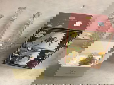 Glass decanters(13in.tallest)and more