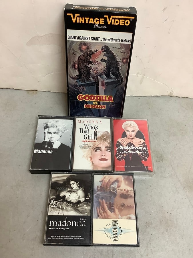 Various Madonna Cassettes and Godzilla VHS Tape (1 of 1)