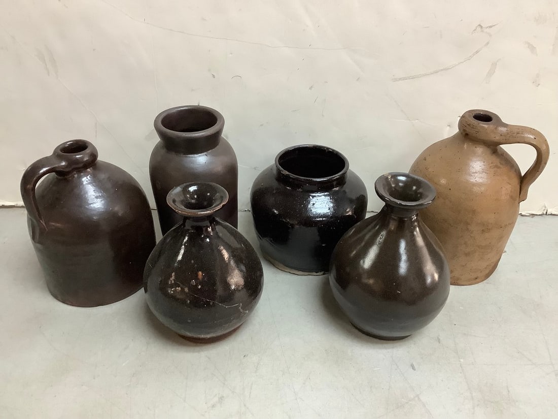 Various Vases and Stoneware Jugs (Tallest - 8in): Various Vases and Stoneware Jugs (Tallest - 8in)