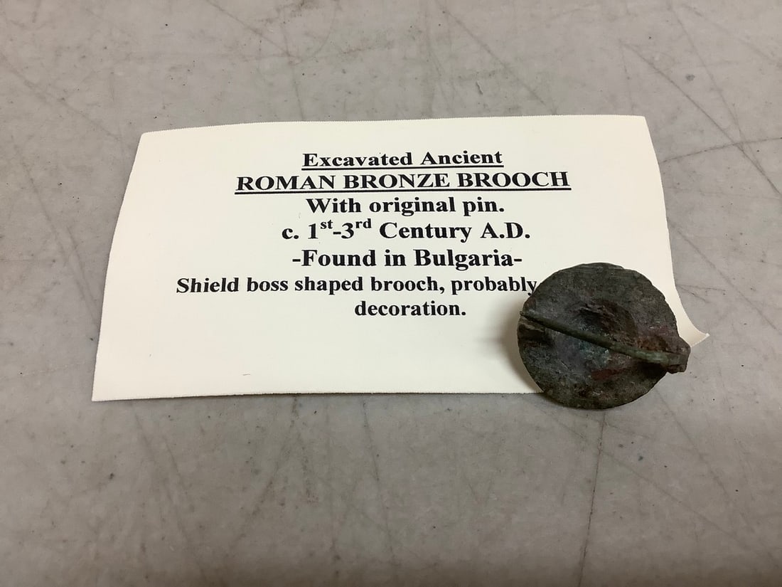 Excavated Ancient Roman Bronze Brooch with Original Pin C. 1st-3rd Century A.D. (Found in Bulgaria) (1 of 1)