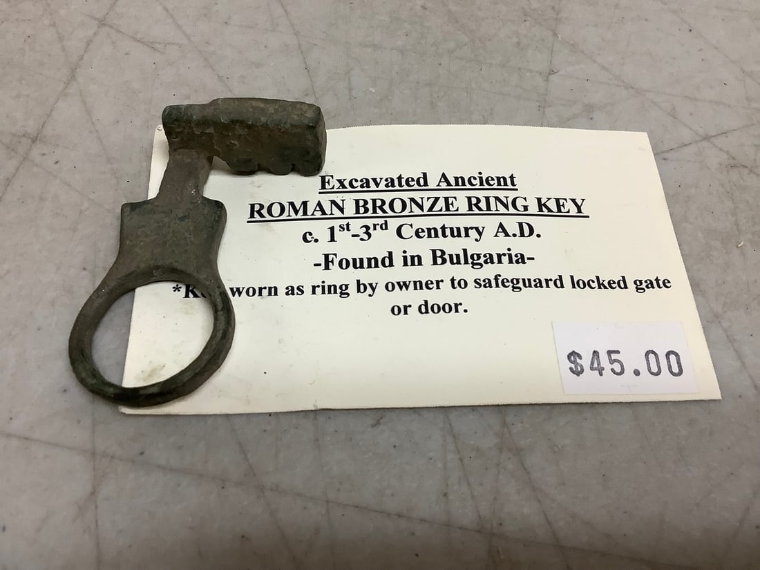 Excavated Ancient Roman Bronze Ring Key C. 1st - 3rd Century A.D. (Found in Bulgaria) (1 of 1)