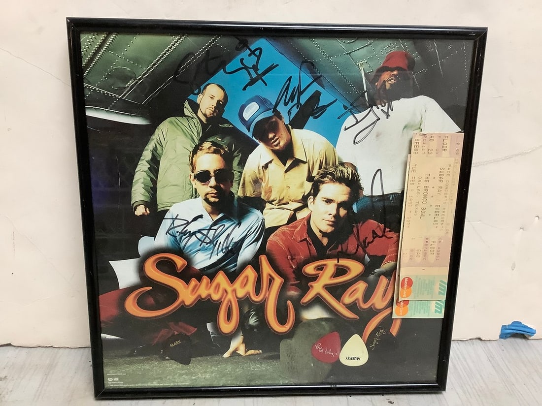 Sugar Ray poster signed by band with pics and ticket(12.25in.x12.25in.) (1 of 1)