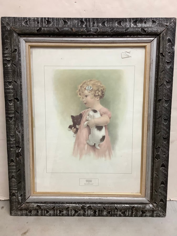 Friendly Enemies by Bessie Pease Gutmann(26.5in.x32.5in.): Friendly Enemies by Bessie Pease Gutmann(26.5in.x32.5in.)