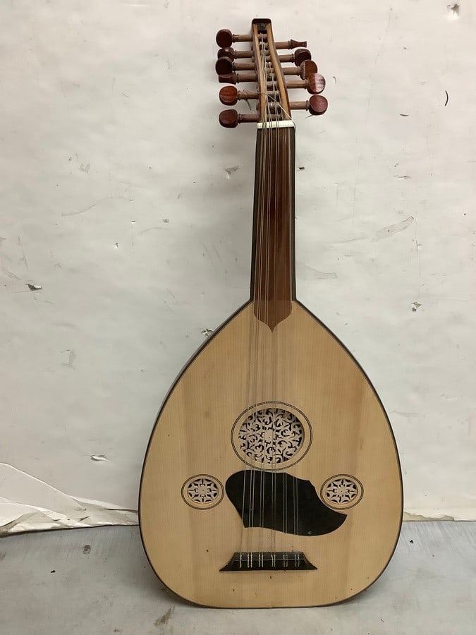 Egyptian Oud (32in Tall) *wooden handcarved insert slight damage*: Egyptian Oud (32in Tall) *wooden handcarved insert slight damage*